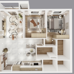 Thiết kế căn hộ 2PN T2.16.05-2BL